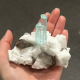 Aquamarine with Albite and Smoky Quartz