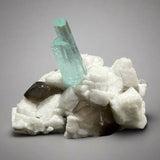 Aquamarine with Albite and Smoky Quartz