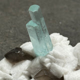 Aquamarine with Albite and Smoky Quartz