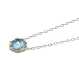 Anatoli - Large Round Faceted Blue Topaz with 18k Gold Vermeil Necklace