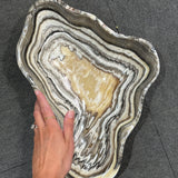 Onyx Bowl - Grey and Gold Multi Stripe