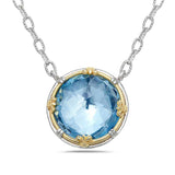 Anatoli - Large Round Faceted Blue Topaz with 18k Gold Vermeil Necklace